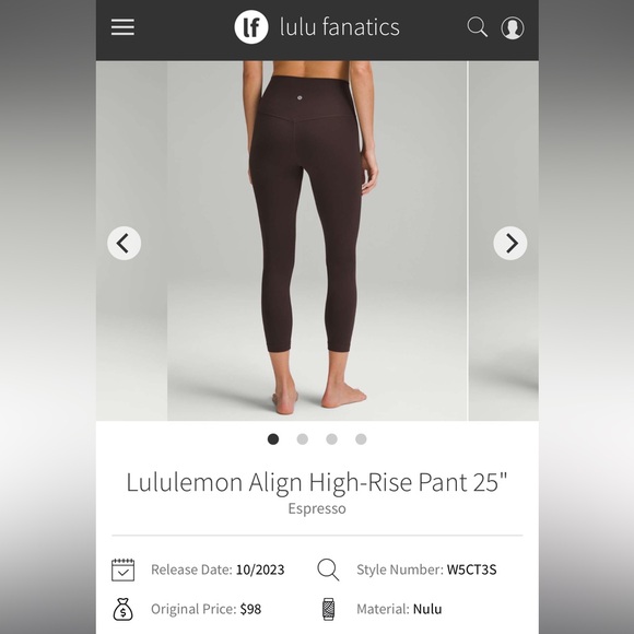 Lululemon align pant- retail $98 - high rise 25” length brown espresso - Picture 2 of 10